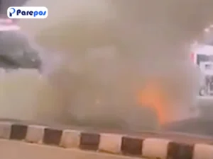 Mobil Pikap Terbakar Depan SPBU Pangkep